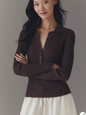 Maeve Long Sleeve Henley Polo Sweater